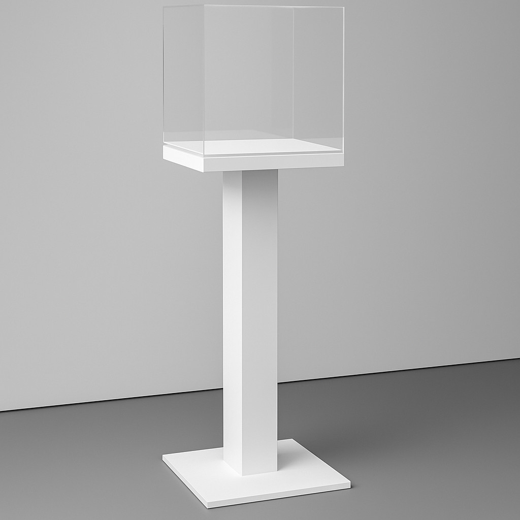 totem piedistallo con teca in plexiglass